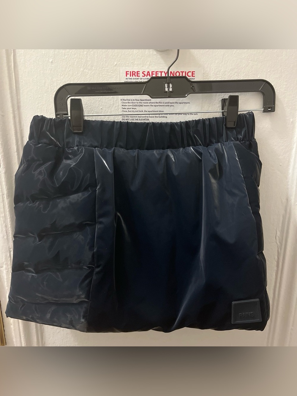 Rains Navy Blue Puffer Mini Skirt